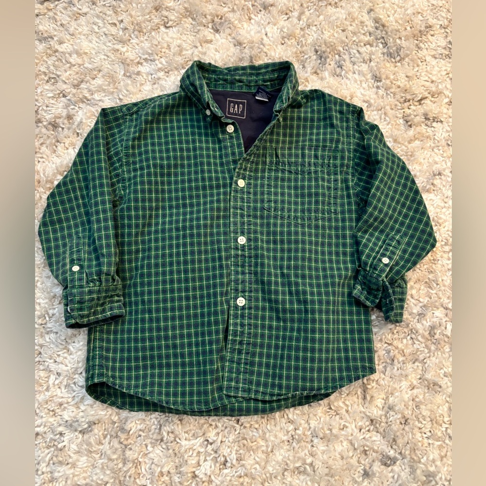 GAP Kids Forest Plaid Button-Up Shirt